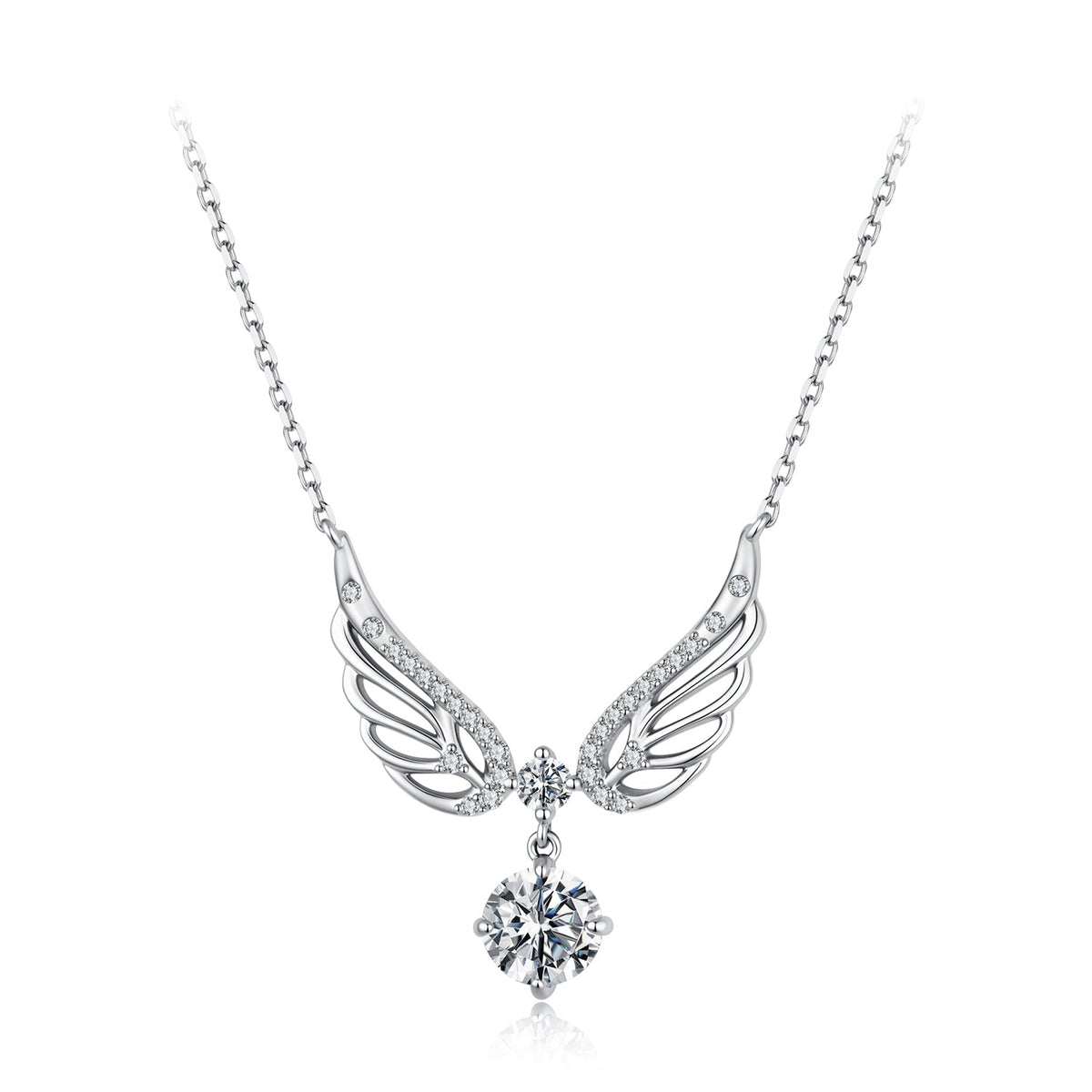 925 Sterling Silver White Gold Plated Moissanite 40+5cm Pavé CZ Pendant Necklace for Women