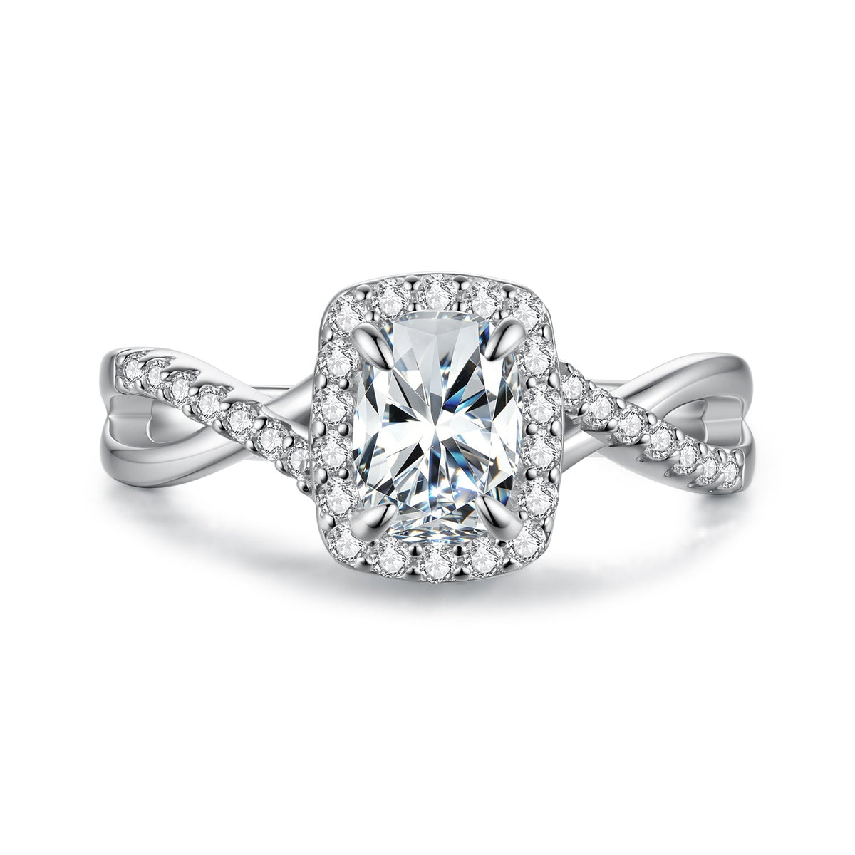 925 Sterling Silver White Gold Plated 1ct Moissanite Size 6 Ring for Women