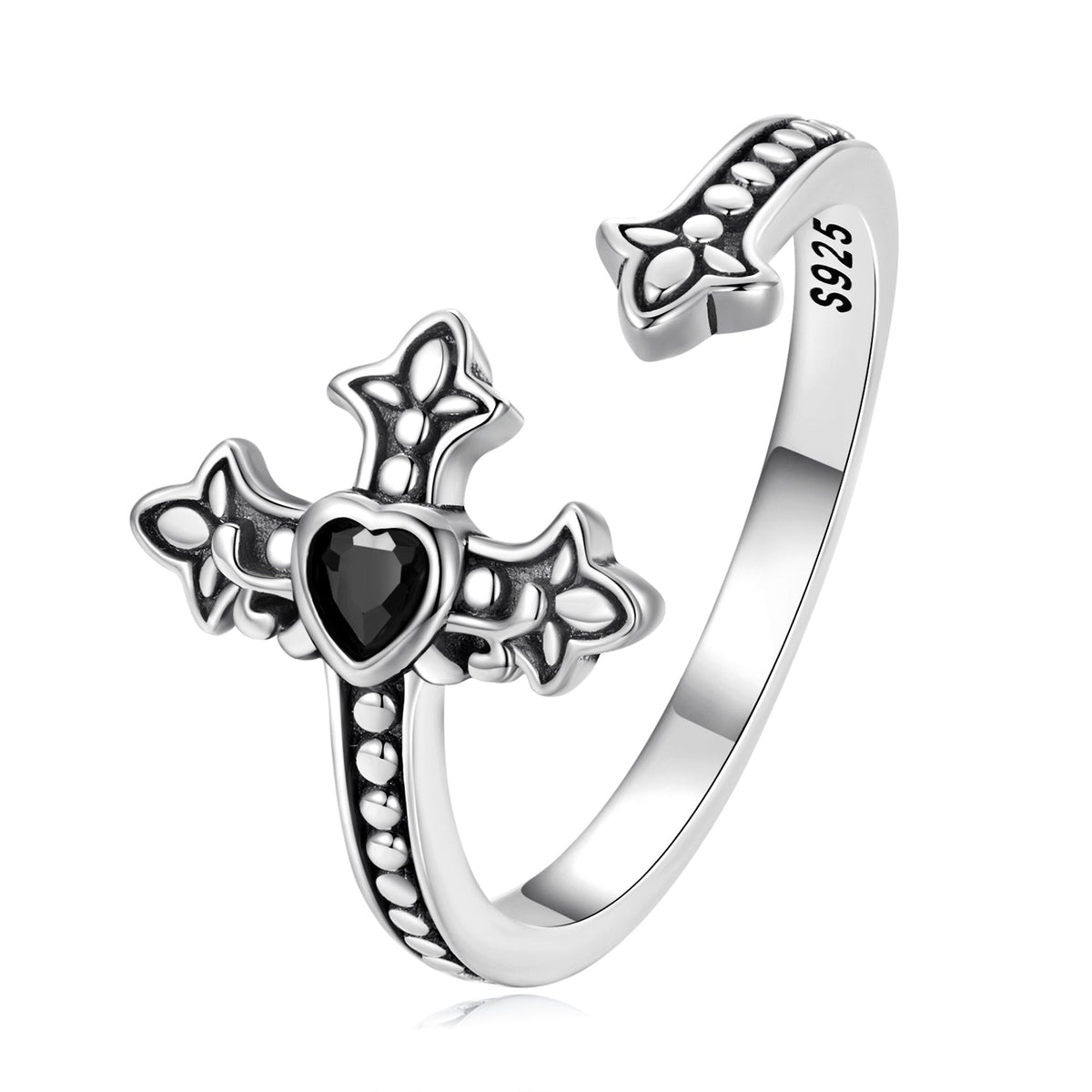 925 Sterling Silver Pavé Setting CZ Oxidized Silver Ring