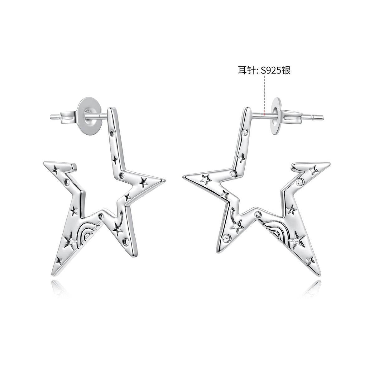 925 Sterling Silver White Gold Plated 2.3 cm Copper Earrings for Women