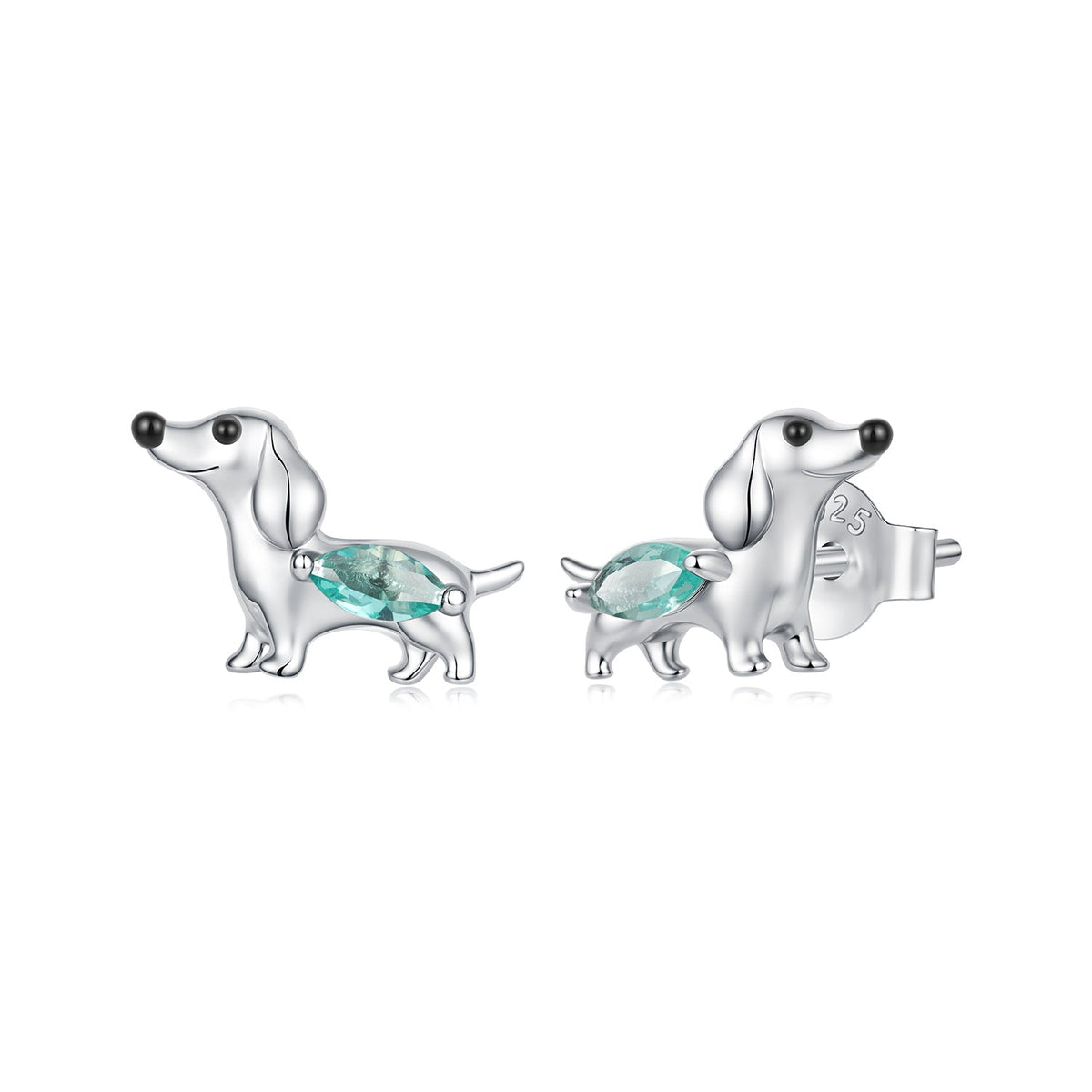 925 Sterling Silver White Gold Plated Transparent Glass Enamel 0.7 x 1.0 cm Earrings for Women