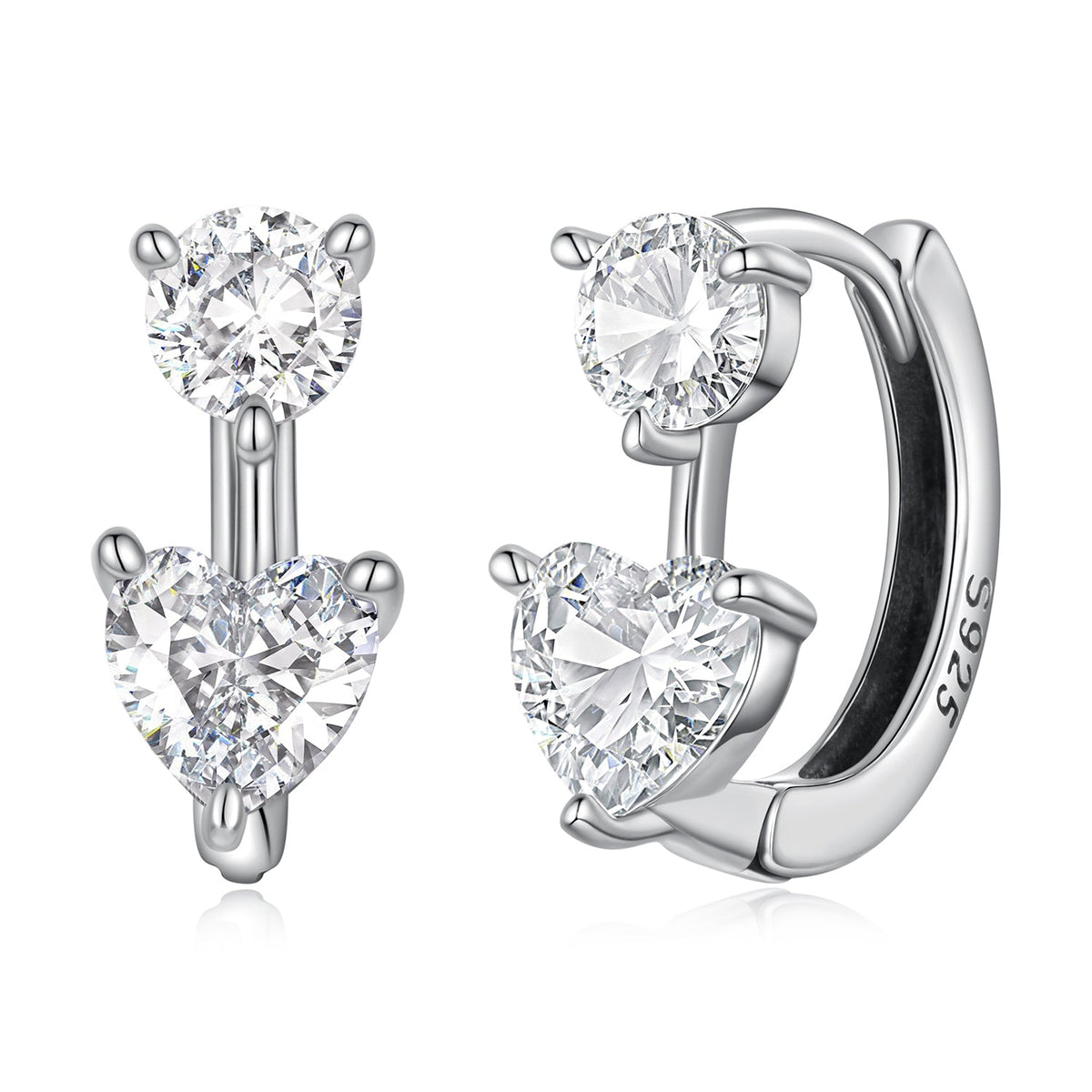 925 Sterling Silver Oxidized Silver Pavé CZ 1.2x0.6cm Hoop Earrings for Women