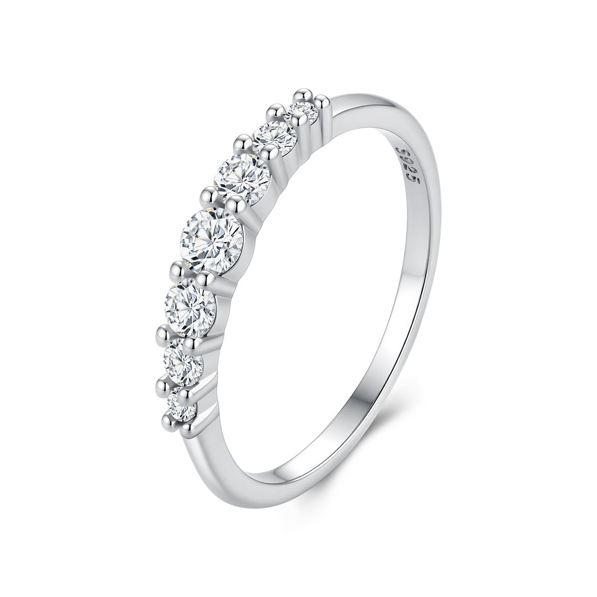 925 Sterling Silver White Gold Plated CZ Size 6 Ring for Women