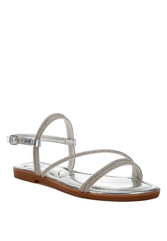 Bawley Rhinestone Strappy Flat Sandals