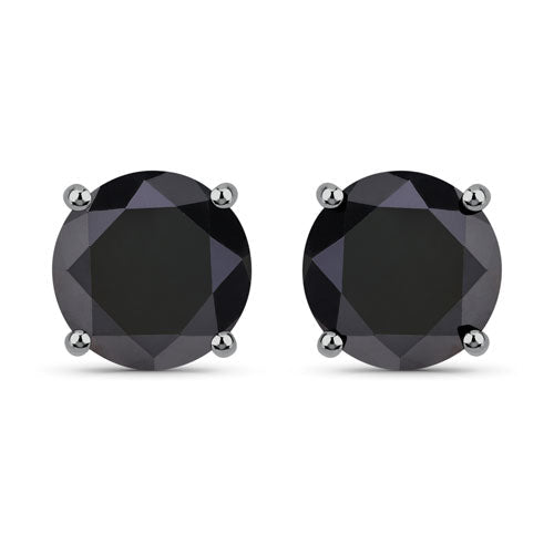 4.25 Carat Genuine Black Diamond 14K White Gold Earrings
