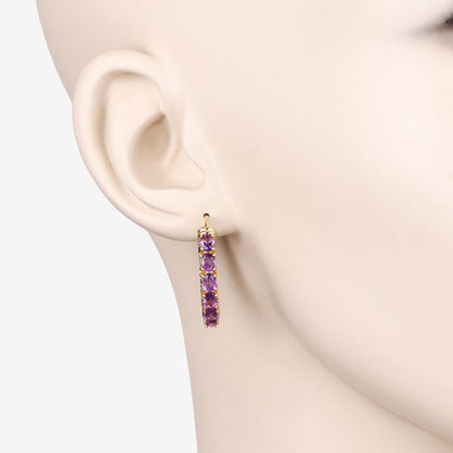 3.20 Carat Genuine Amethyst .925 Sterling Silver Earrings