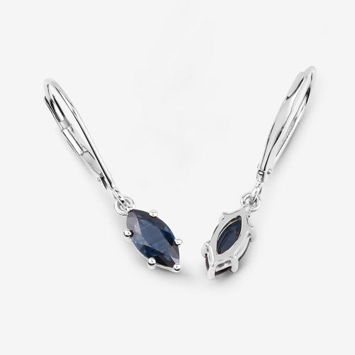 1.20 Carat Genuine Blue Sapphire 10K White Gold Earrings