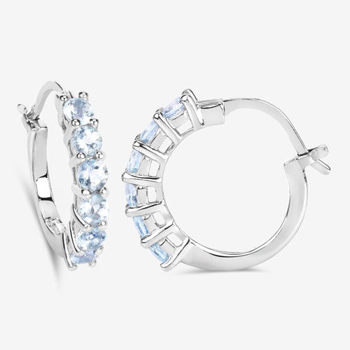 1.20 Carat Genuine Aquamarine .925 Sterling Silver Earrings
