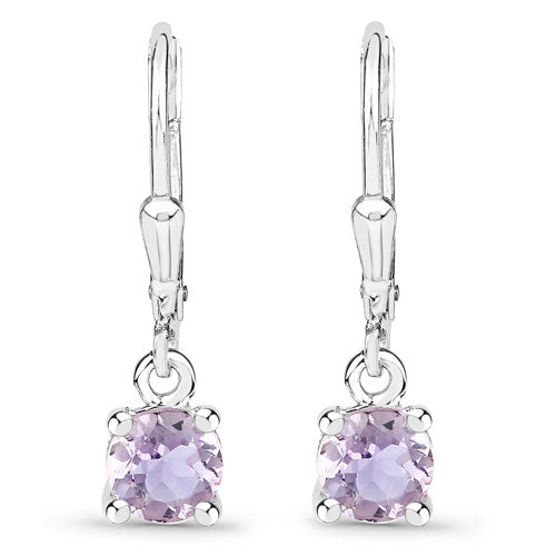 1.00 Carat Genuine Pink Amethyst .925 Sterling Silver Earrings