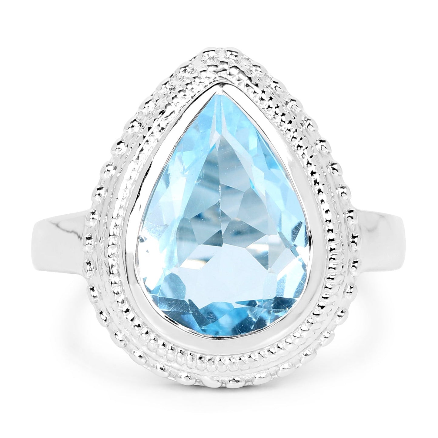 5.30 Carat Genuine Blue Topaz .925 Sterling Silver Ring