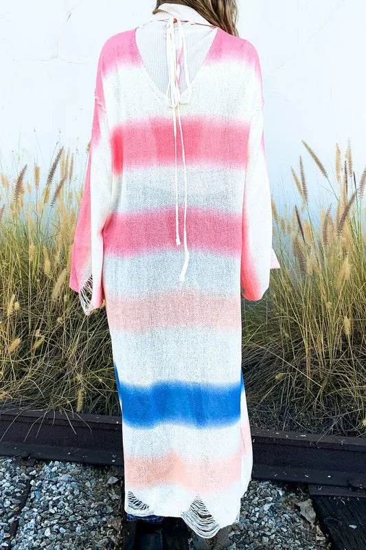 And The Why Multi Gradation Dye Maxi Cardigan Sweater