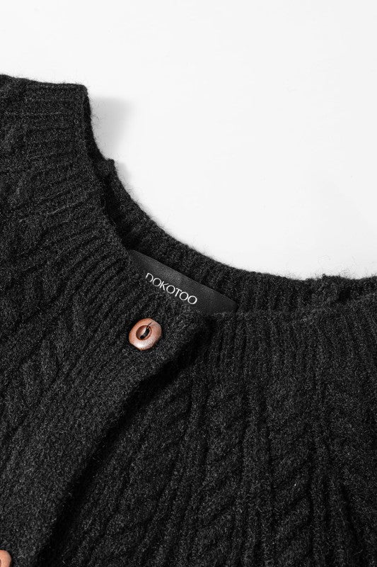 Textured Knit Button-Up Long Sleeve Cardigan