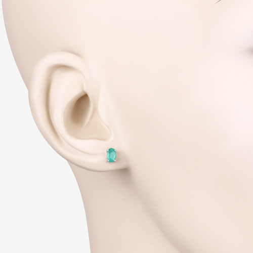 0.38 Carat Genuine Zambian Emerald 10K White Gold Earrings