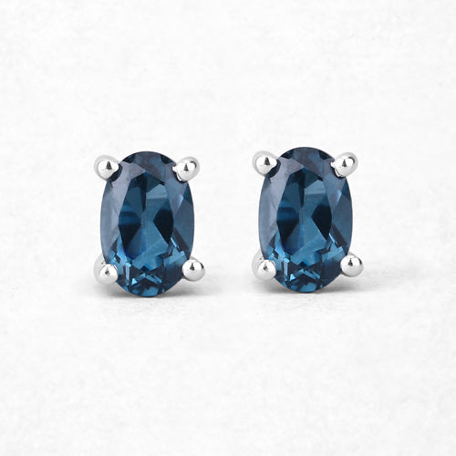 1.08 Carat Genuine London Blue Topaz .925 Sterling Silver Earrings