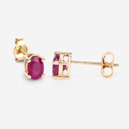 1.04 Carat Genuine Ruby 10K Yellow Gold Earrings