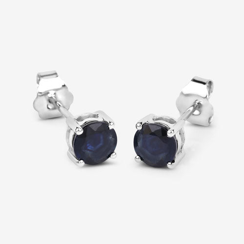 1.30 Carat Genuine Blue Sapphire 10K White Gold Earrings