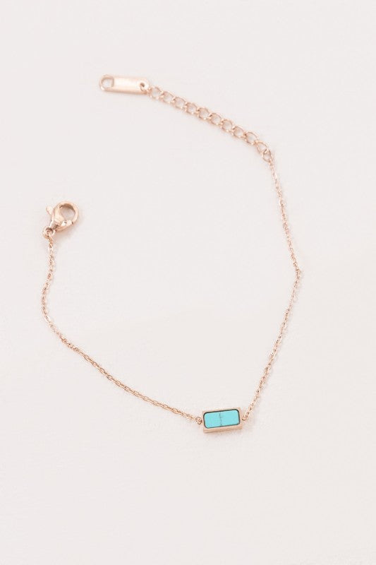 Beaming Bar Stone Bracelet | Rose Gold (14K)