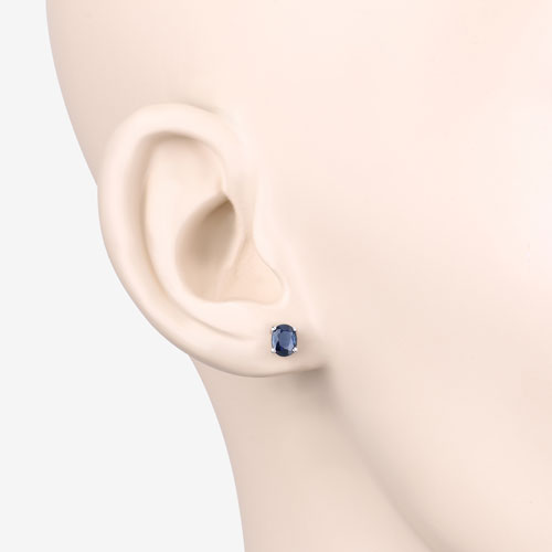 0.68 Carat Genuine Blue Sapphire 10K White Gold Earrings