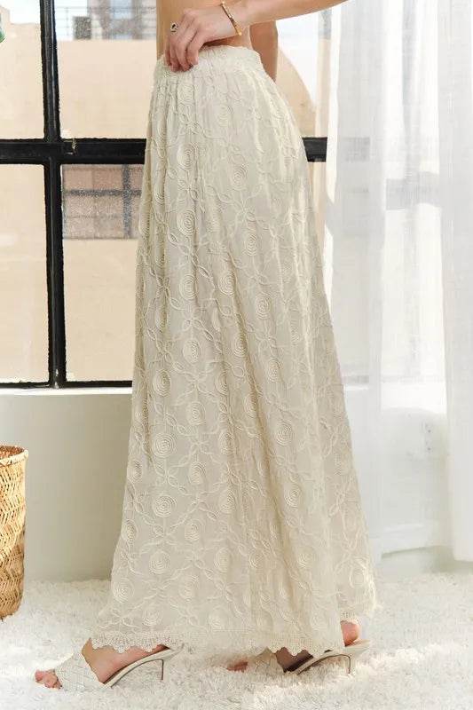 ADORA Elastic Waist Applique Maxi Skirt