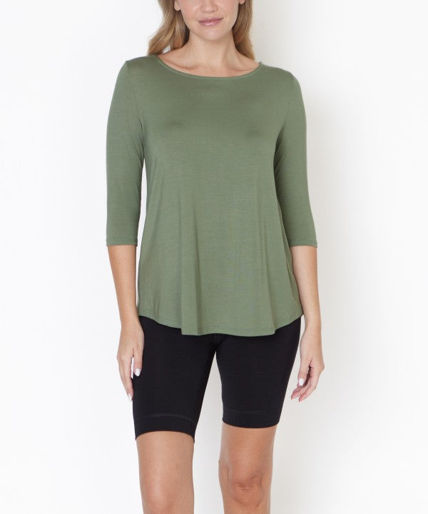 BAMBOO BOATNECK ELBOW SLEEVE