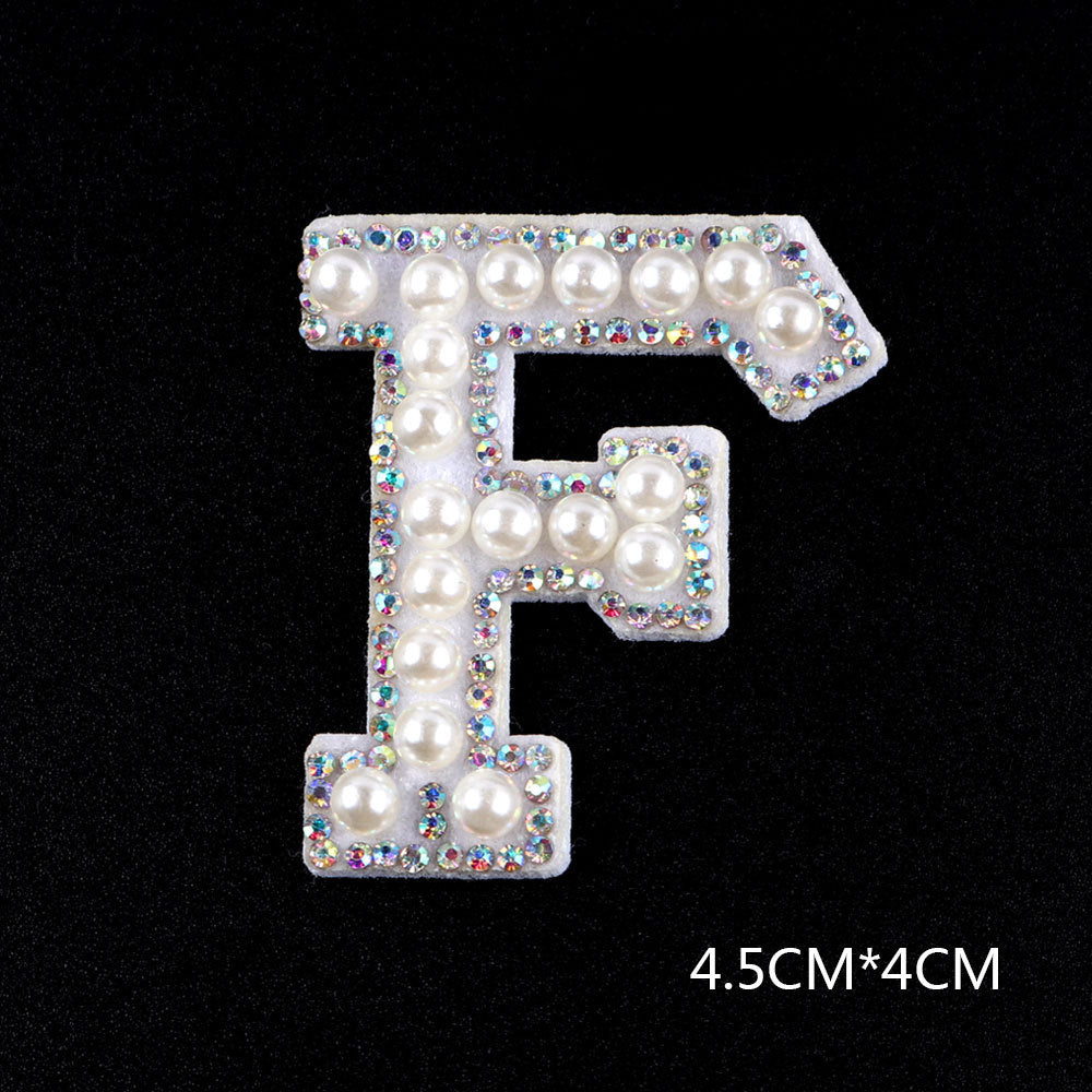 Pearl Rhinestone Cloth Sticker-Letter A-White-2 Pack