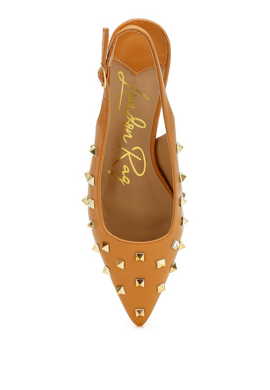 Hegron Stud Embellished Kitten Heels