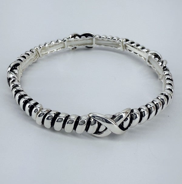 2 Tone or Silver Finish Stretchable Bracelet
