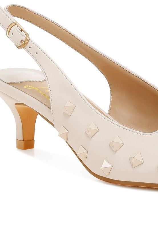 Hegron Stud Embellished Kitten Heels