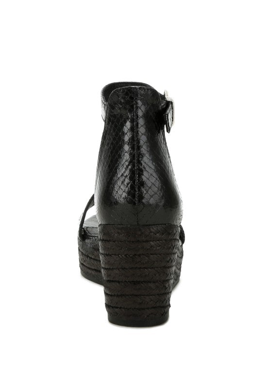 Utah Faux Leather Snake Wedge Espadrilles