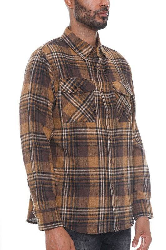 Regular Fit Checker Plaid Flannel Long Sleeve