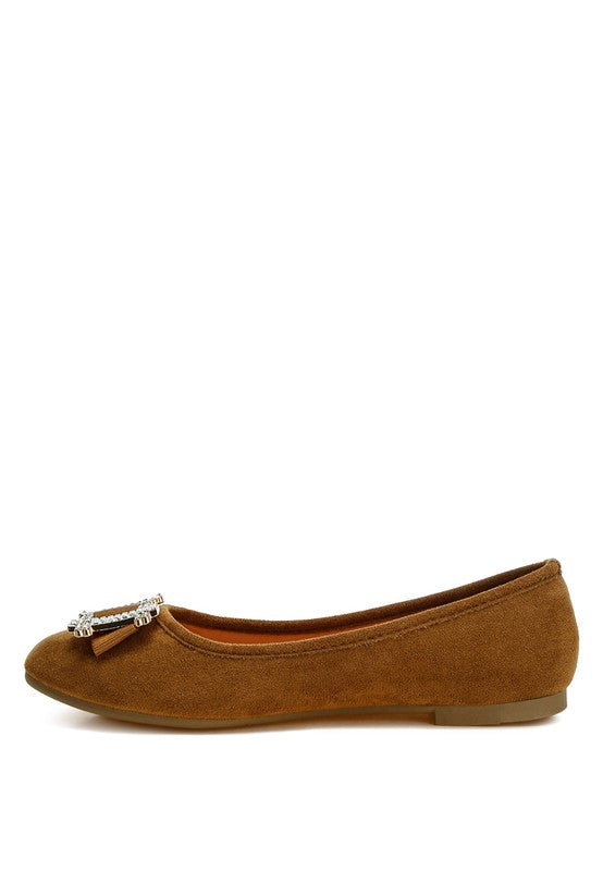 Prajik Rhinestone Buckle Detail Ballerinas