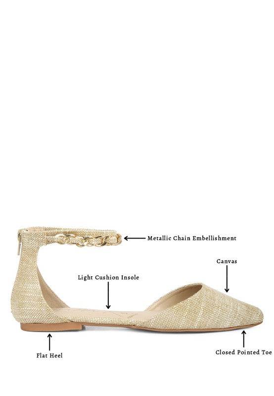 Buqisi Chain Embellished Flat Sandals