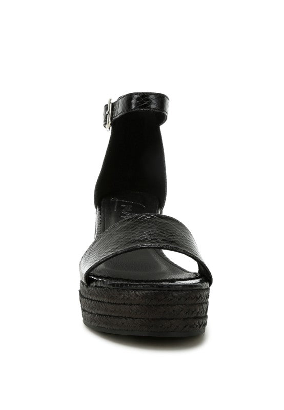 Utah Faux Leather Snake Wedge Espadrilles