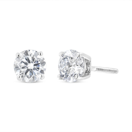 14K White Gold 5/8 Cttw Lab Grown Diamond 4-Prong Classic Stud Earrings (F-G Color, VS2-SI1 Clarity)