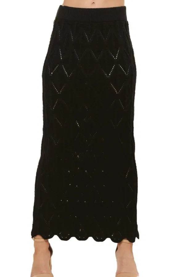 ADORA Scallop Trim Detail Knit Skirt