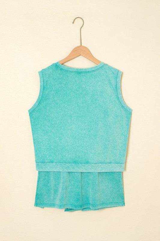 Aria 2 Pieces Mineral Wash Cotton Tank Top Lined S