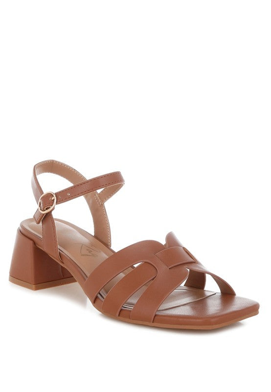 Eliska Strappy Square Toe Block Heels