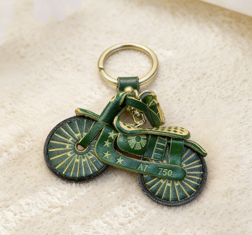 Motorcycle Leather Keychain