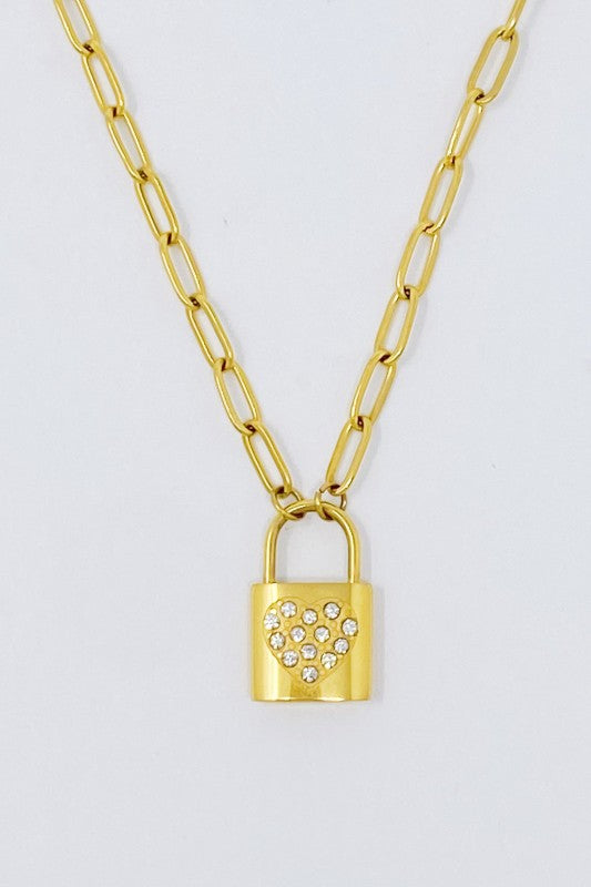 Locked In Shiny Heart Necklace
