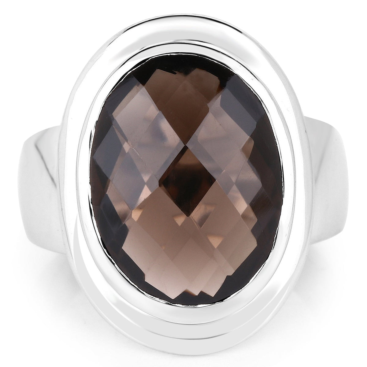 7.90 Carat Genuine Smoky Quartz .925 Sterling Silver Ring