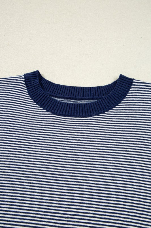 Stripe Colorblock Patchwork Dolman Sleeve Sweater