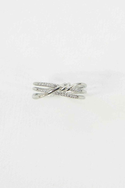 Intertwined Double Layer Adjustable Ring | Silver