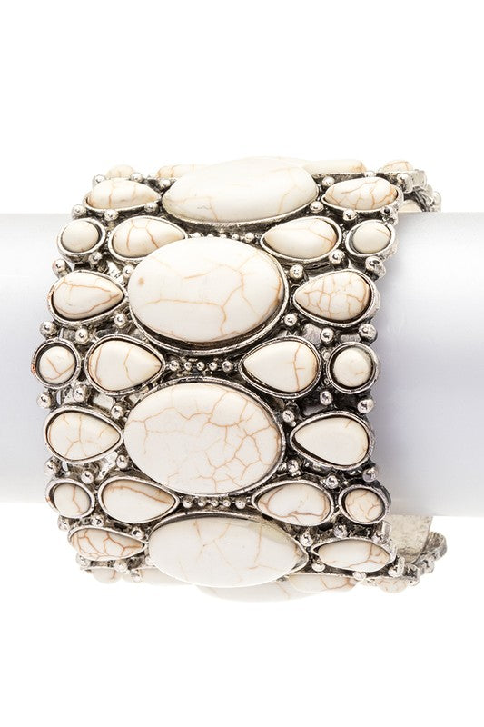 Turquoise Stone Statement Cuff Bangle