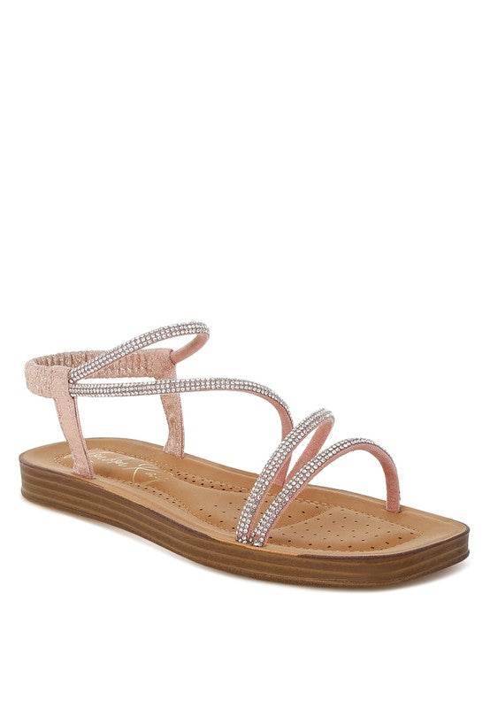 Ridayne Rhinestones Embellished Strappy Flats
