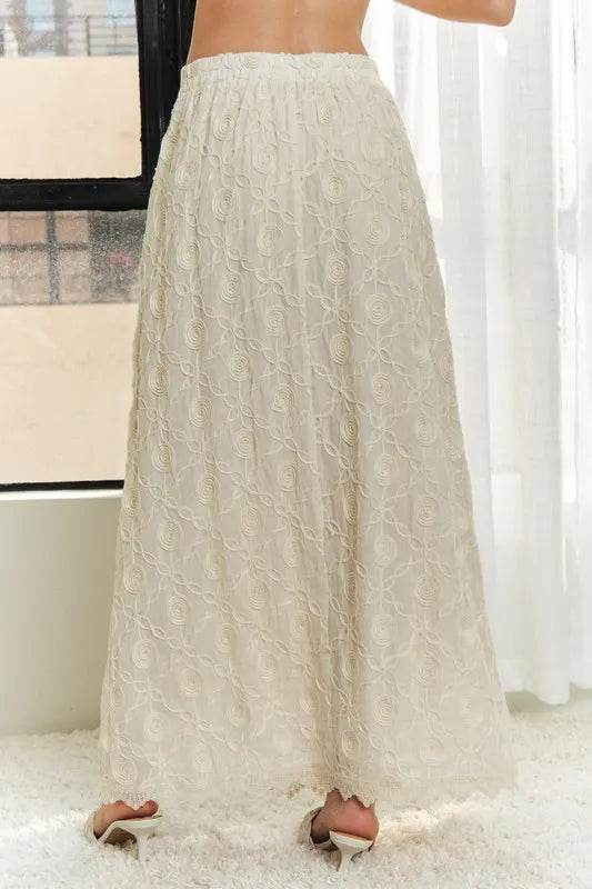 ADORA Elastic Waist Applique Maxi Skirt