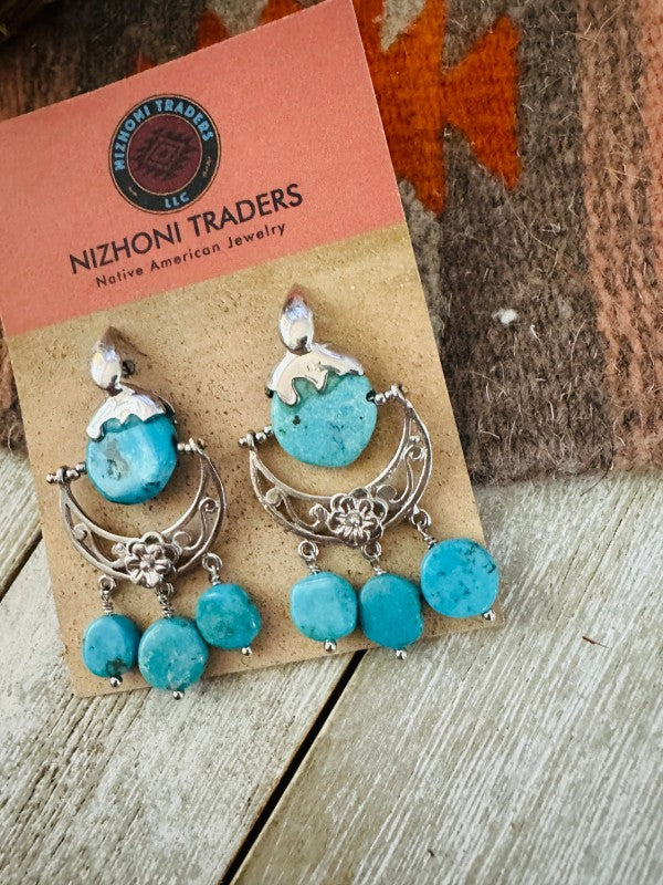 Navajo Turquoise & Sterling Silver Chandelier Dang