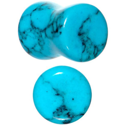 0G Turquoise Natural Stone Saddle Plug Set