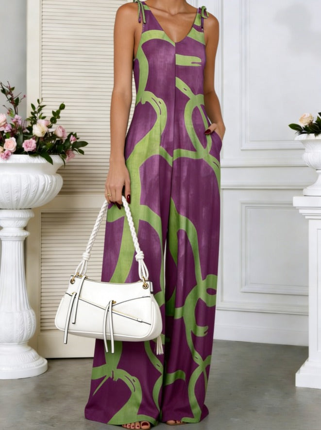 Floral Print Sleeveless Wide-Leg Jumpsuit
