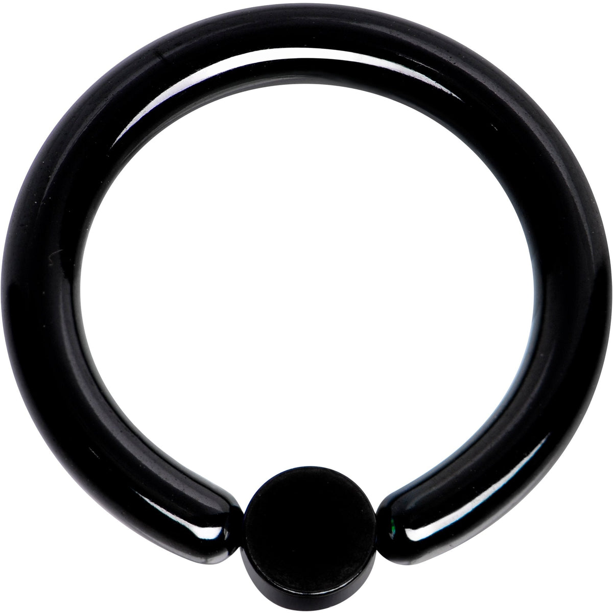 10G 1/2 White Faux Opal 4mm Disc Black IP BCR Captive Ring