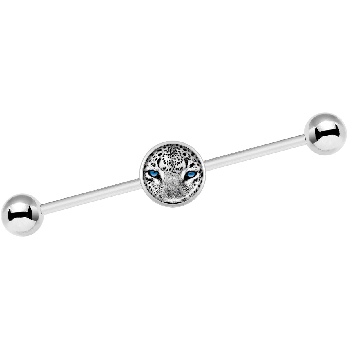 14G Black White Leopard Eyes Industrial Barbell 37mm